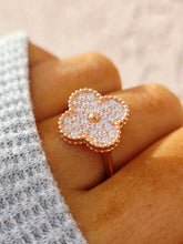 Load image into Gallery viewer, CZ Quatrefoil Clover Ring - Rose Gold