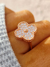 Load image into Gallery viewer, CZ Quatrefoil Clover Ring - Rose Gold