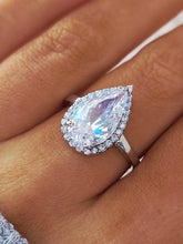 Load image into Gallery viewer, Pear Shaped CZ Engagement Ring - Sterling Silver