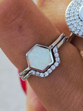 Load image into Gallery viewer, White Opal Stardust Stacking Ring - Chloe &amp; Lois