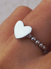 Load image into Gallery viewer, Plain Heart on Textured Dot Band Ring - Sterling Silver