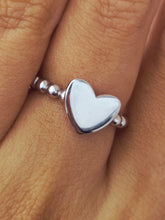 Load image into Gallery viewer, Plain Heart on Textured Dot Band Ring - Sterling Silver