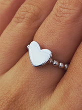 Load image into Gallery viewer, Plain Heart on Textured Dot Band Ring - Sterling Silver