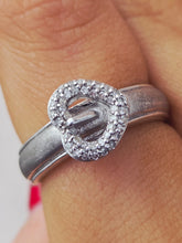 Load image into Gallery viewer, Pave Heart Buckle Ring - Sterling Silver and Diamond