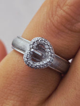 Load image into Gallery viewer, Pave Heart Buckle Ring - Sterling Silver and Diamond