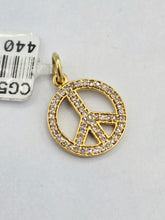 Load image into Gallery viewer, Diamond Peace Sign Charm - 14K Yellow Gold