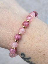 Load image into Gallery viewer, (With Extra stones) Pink Chalcedony &amp; Gold Empowered Elegance Beaded Bracelet - TJazelle