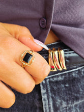 Load image into Gallery viewer, Onyx &amp; Diamond Ring -  14K White Gold