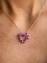 Load image into Gallery viewer, Ruby &amp; Diamond Heart Pendant on Cable Chain - 10K + 14K Yellow Gold