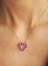 Load image into Gallery viewer, Ruby &amp; Diamond Heart Pendant on Cable Chain - 10K + 14K Yellow Gold