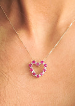 Load image into Gallery viewer, Ruby &amp; Diamond Heart Pendant on Cable Chain - 10K + 14K Yellow Gold