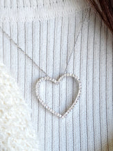 Load image into Gallery viewer, Diamond Open Heart Statement Necklace - 14K White Gold