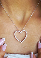 Load image into Gallery viewer, Diamond Open Heart Statement Necklace - 14K White Gold