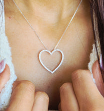 Load image into Gallery viewer, Diamond Open Heart Statement Necklace - 14K White Gold