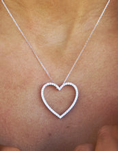 Load image into Gallery viewer, Diamond Open Heart Statement Necklace - 14K White Gold