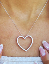 Load image into Gallery viewer, Diamond Open Heart Statement Necklace - 14K White Gold