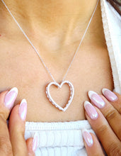 Load image into Gallery viewer, Diamond Open Heart Statement Necklace - 14K White Gold