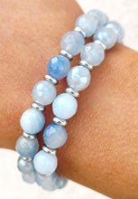 Load image into Gallery viewer, Aquamarine Jade &amp; Silver Empowered Elegance Beaded Bracelet - TJazelle