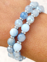 Load image into Gallery viewer, Aquamarine Jade &amp; Silver Empowered Elegance Beaded Bracelet - TJazelle