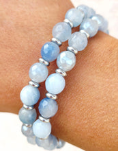 Load image into Gallery viewer, Aquamarine Jade &amp; Silver Empowered Elegance Beaded Bracelet - TJazelle