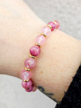 Load image into Gallery viewer, Pink Chalcedony &amp; Gold Empowered Elegance Beaded Bracelet - TJazelle