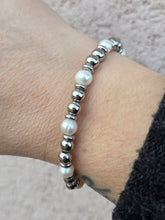 Load image into Gallery viewer, Silver/Pearl Strength &amp; Grace Beaded Bracelet - TJazelle