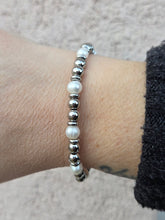 Load image into Gallery viewer, Silver/Pearl Strength &amp; Grace Beaded Bracelet - TJazelle