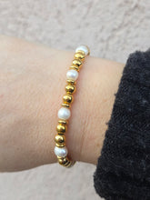 Load image into Gallery viewer, Gold/Pearl Strength &amp; Grace Beaded Bracelet - TJazelle