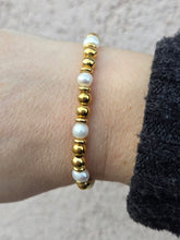 Load image into Gallery viewer, Gold/Pearl Strength &amp; Grace Beaded Bracelet - TJazelle