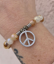 Load image into Gallery viewer, Peace CZ Silver Charm Bracelet - TJazelle