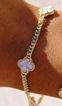Load image into Gallery viewer, Curb Chain Clover Station Bracelet - Sterling Silver