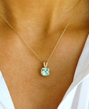 Load image into Gallery viewer, Paraíba Blue Topaz (Cushion Cut) Pendant &amp; Chain - 14K Gold - Marie's Custom Design
