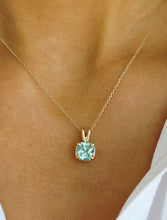 Load image into Gallery viewer, Paraíba Blue Topaz (Cushion Cut) Pendant &amp; Chain - 14K Gold - Marie's Custom Design
