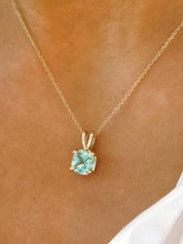 Load image into Gallery viewer, Paraíba Blue Topaz (Cushion Cut) Pendant &amp; Chain - 14K Gold - Marie's Custom Design