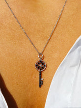 Load image into Gallery viewer, Black Diamond Key Necklace - 14K White Gold