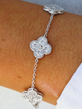 Load image into Gallery viewer, CZ Clover Bracelet - Sterling Silver