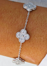 Load image into Gallery viewer, CZ Clover Bracelet - Sterling Silver