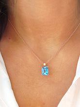 Load image into Gallery viewer, Swiss Blue Topaz Pendant &amp; Chain - 14K Rose Gold - Marie's Custom Design
