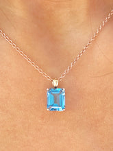 Load image into Gallery viewer, Swiss Blue Topaz Pendant &amp; Chain - 14K Rose Gold - Marie's Custom Design