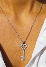 Load image into Gallery viewer, Diamond Key To My Heart Pendant &amp; Chain - 14K White Gold