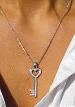Load image into Gallery viewer, Diamond Key To My Heart Pendant &amp; Chain - 14K White Gold