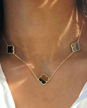 Load image into Gallery viewer, Tiger's Eye Station Clover Necklace - Gold Plated