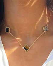 Load image into Gallery viewer, Tiger's Eye Station Clover Necklace - Gold Plated