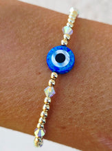 Load image into Gallery viewer, "Opal Evil Eye" with AB Accents Beaded Bracelet - Our Whole Heart