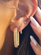 Load image into Gallery viewer, Gold Oval Diamond Cut Paperclip Hoops - 14k Gold