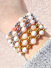 Load image into Gallery viewer, White Natural Agate Silver Day By Day Beaded Bracelet - TJazelle x Marie