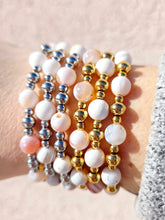 Load image into Gallery viewer, White Natural Agate Silver Day By Day Beaded Bracelet - TJazelle x Marie