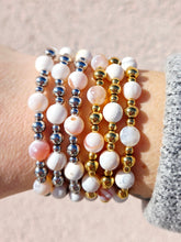 Load image into Gallery viewer, White Natural Agate Silver Day By Day Beaded Bracelet - TJazelle x Marie