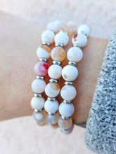 Load image into Gallery viewer, White Natural Agate &amp; Silver Empowered Elegance Beaded Bracelet - TJazelle