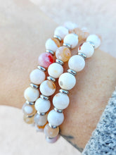 Load image into Gallery viewer, White Natural Agate &amp; Silver Empowered Elegance Beaded Bracelet - TJazelle